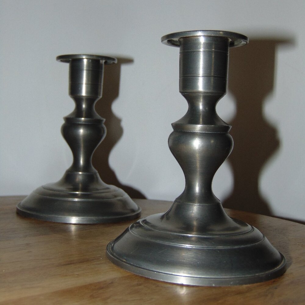 1930's Vintage Woodbury Pewter Dunham Candlesticks